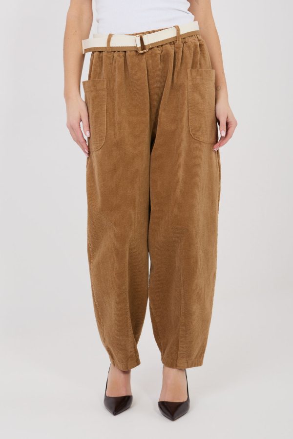 Brown Corduroy Trousers in Pants, Trousers, Shorts with Cotton and Spandex