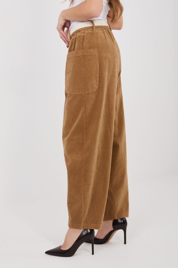 Brown Corduroy Trousers in Pants, Trousers, Shorts with Cotton and Spandex