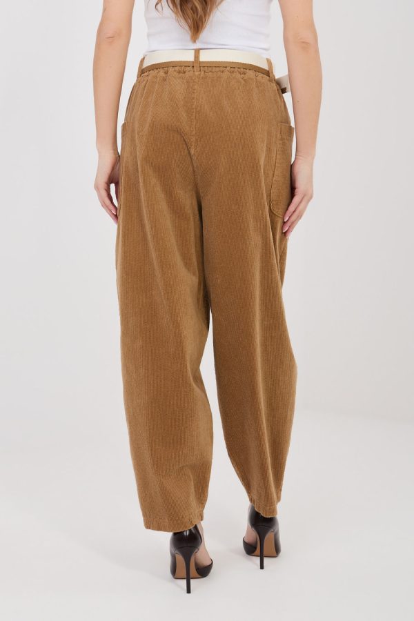 Brown Corduroy Trousers in Pants, Trousers, Shorts with Cotton and Spandex