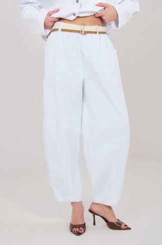 White Corduroy Trousers in Pants, Trousers, Shorts with Cotton and Spandex