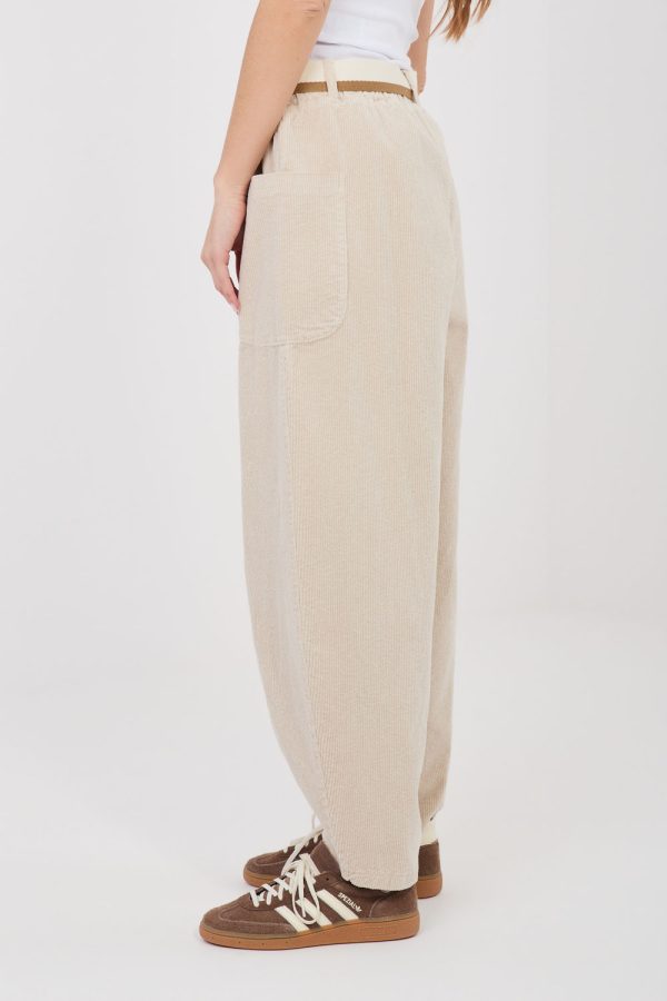 Beige Corduroy Trousers in Pants, Trousers, Shorts with Cotton and Spandex