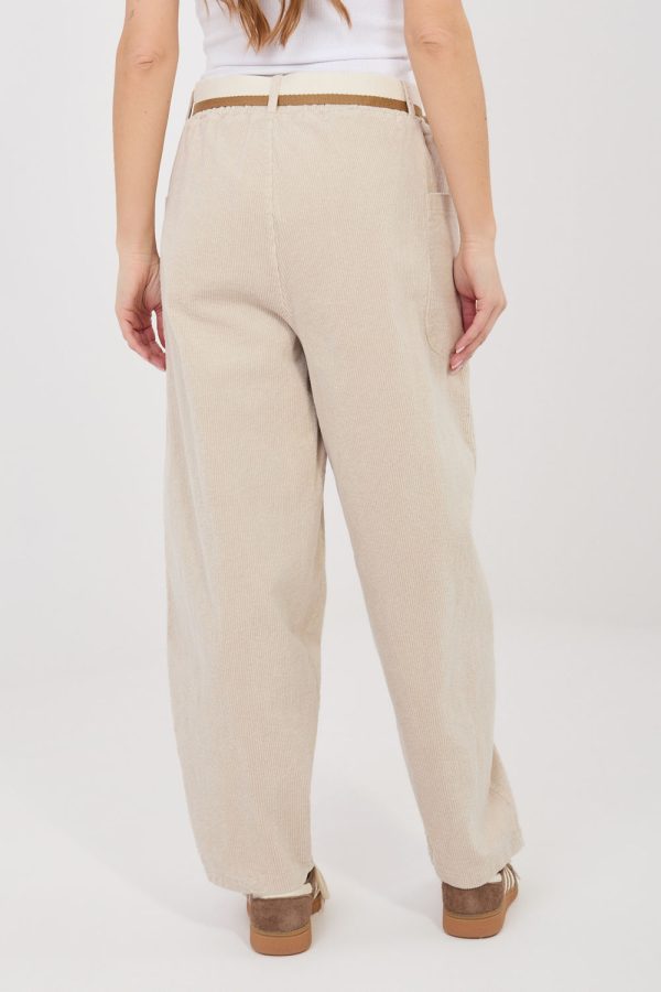 Beige Corduroy Trousers in Pants, Trousers, Shorts with Cotton and Spandex