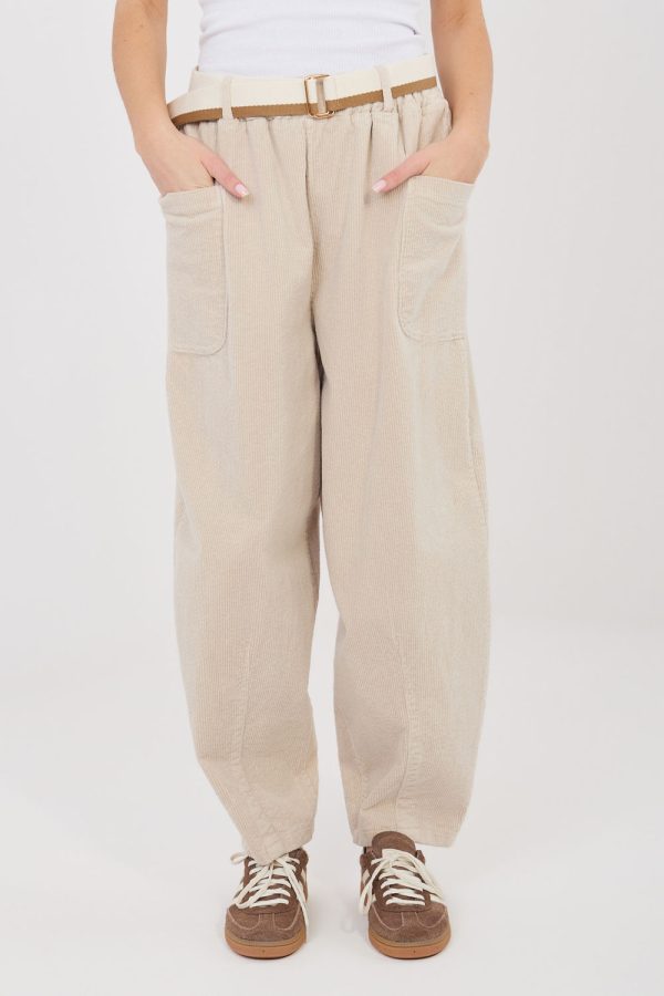 Beige Corduroy Trousers in Pants, Trousers, Shorts with Cotton and Spandex