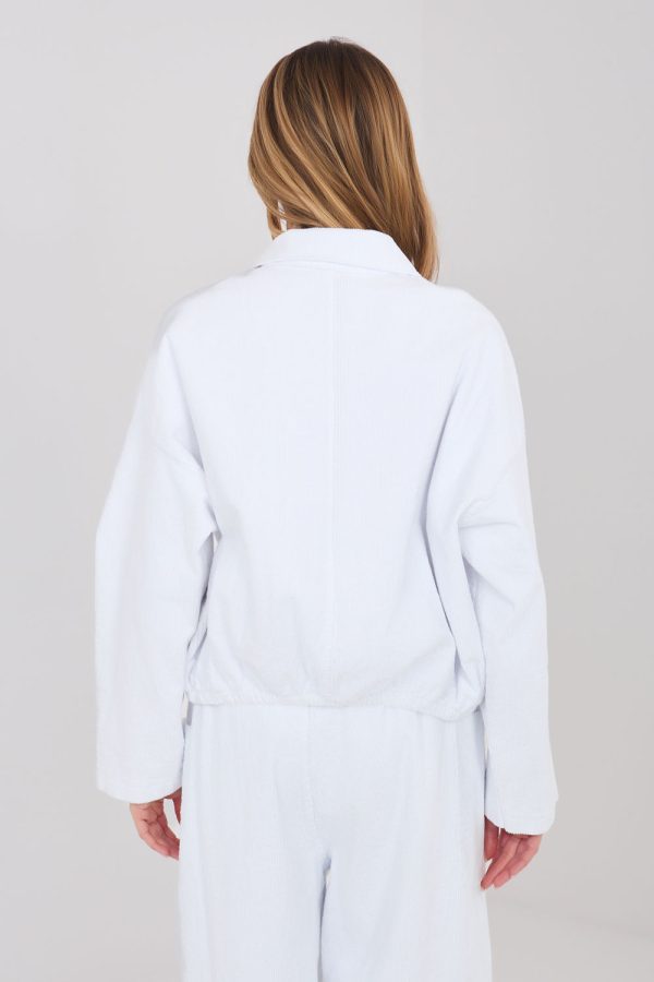 White Corduroy Jacket in Women`s Coats, Jackets with Cotton and Spandex