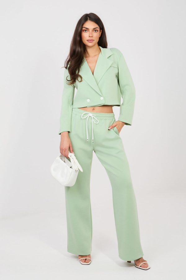 Green Set in Pants, Trousers, Shorts with Spandex, Polyester and Viscose