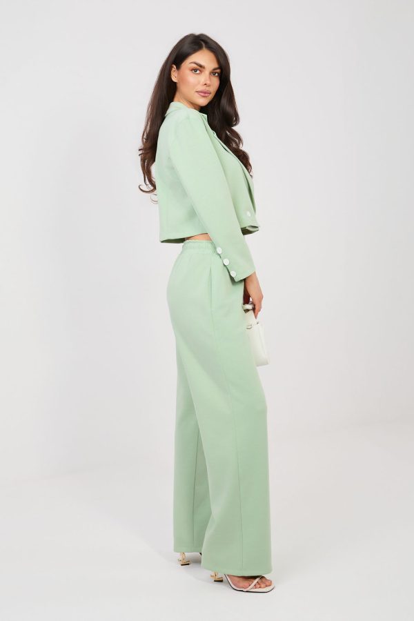 Green Set in Pants, Trousers, Shorts with Spandex, Polyester and Viscose
