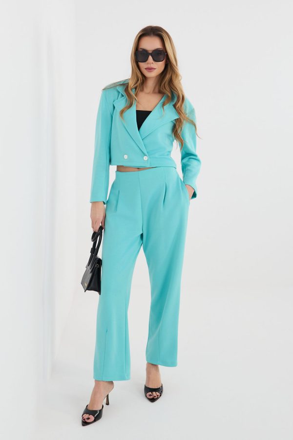 Blue Set in Pants, Trousers, Shorts with Spandex, Polyester and Viscose