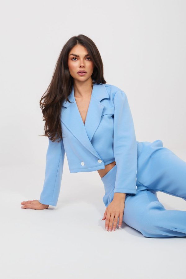 Blue Set in Pants, Trousers, Shorts with Spandex, Polyester and Viscose