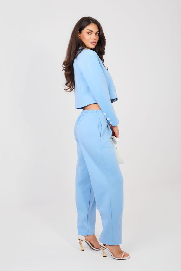 Blue Set in Pants, Trousers, Shorts with Spandex, Polyester and Viscose