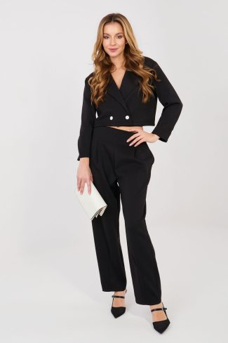 Black Set in Pants, Trousers, Shorts with Spandex, Polyester and Viscose