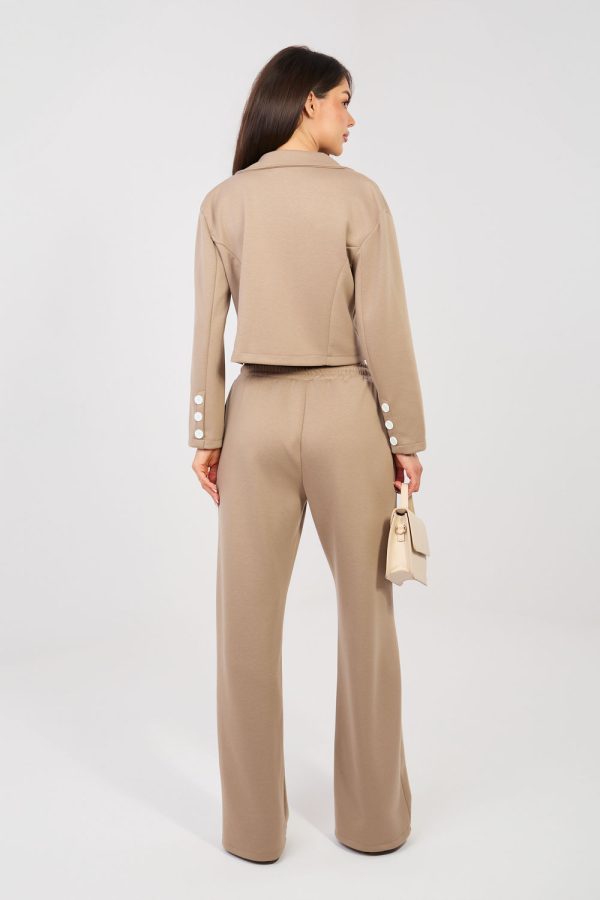 Beige Set in Pants, Trousers, Shorts with Spandex, Polyester and Viscose