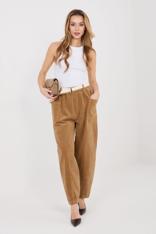 Brown Corduroy Trousers in Pants, Trousers, Shorts with Cotton and Spandex
