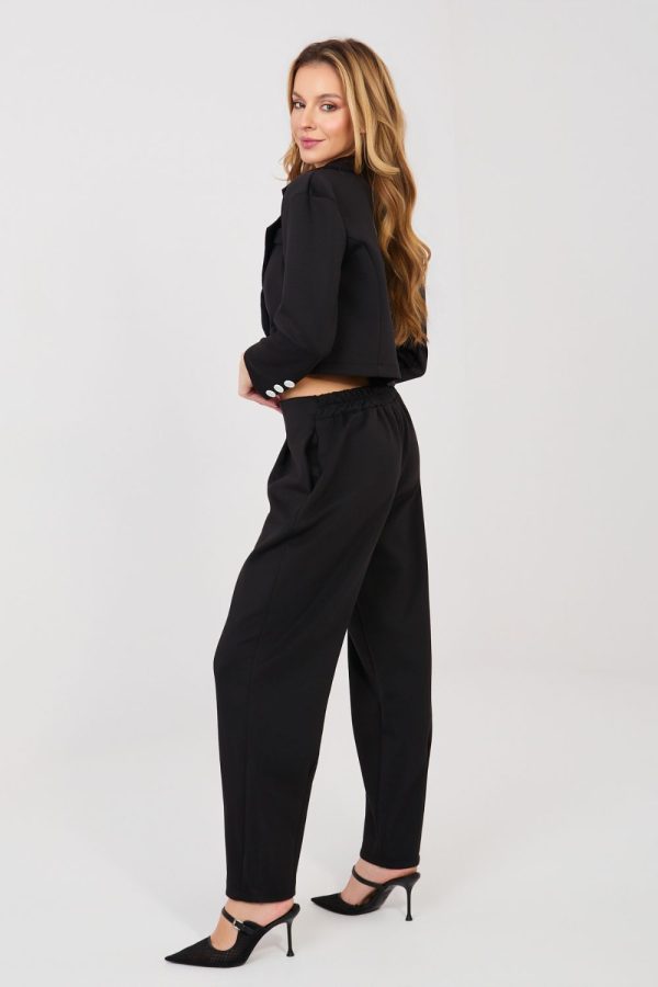 Black Set in Pants, Trousers, Shorts with Spandex, Polyester and Viscose