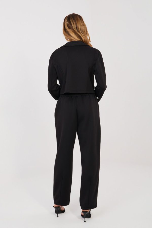 Black Set in Pants, Trousers, Shorts with Spandex, Polyester and Viscose