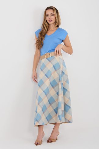 1117547 Blue Long Skirt in Skirts with Spandex and Polyester