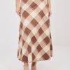 Brown Long Skirt in Skirts with Spandex and Polyester