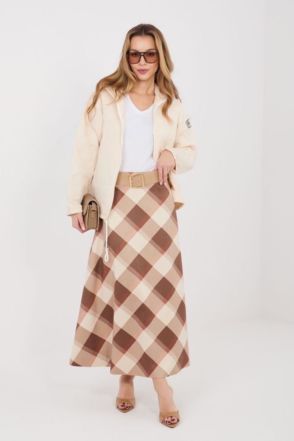 Brown Long Skirt in Skirts with Spandex and Polyester