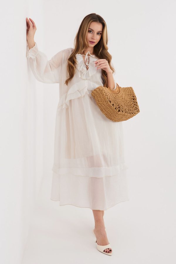 Beige Daydress in Day Dresses with Nylon and Viscose