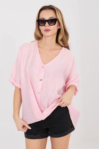 1117624 Pink Short Sleeve Shirt in Shirts For Women with Nylon and Viscose