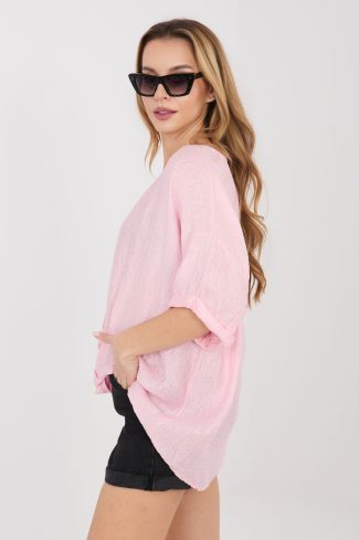 Pink Short Sleeve Shirt in Shirts For Women with Nylon and Viscose