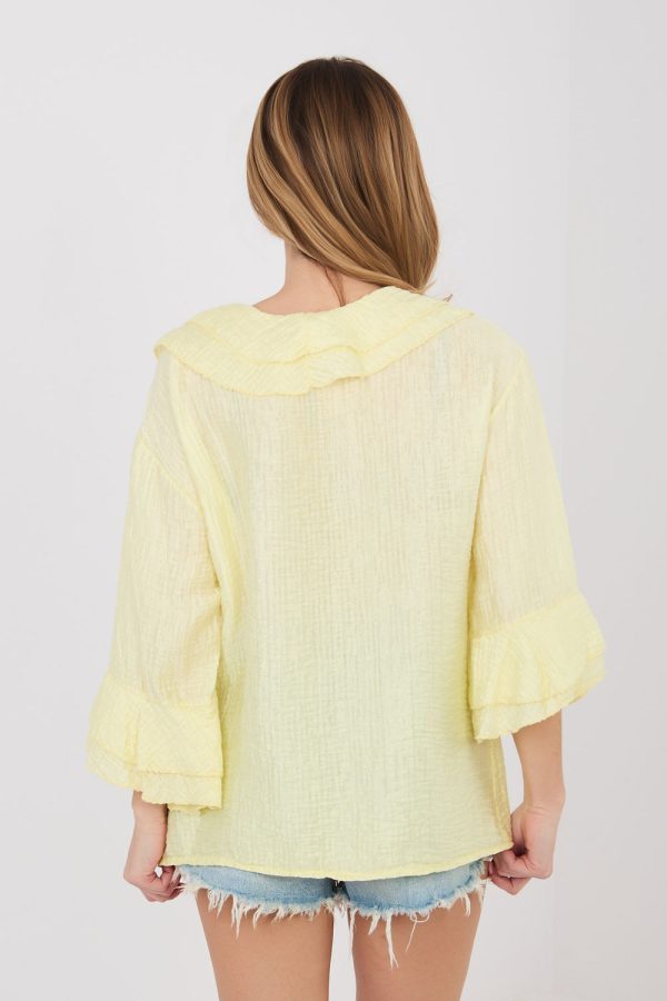 Yellow Long Sleeve Shirt in Shirts For Women with Nylon and Viscose