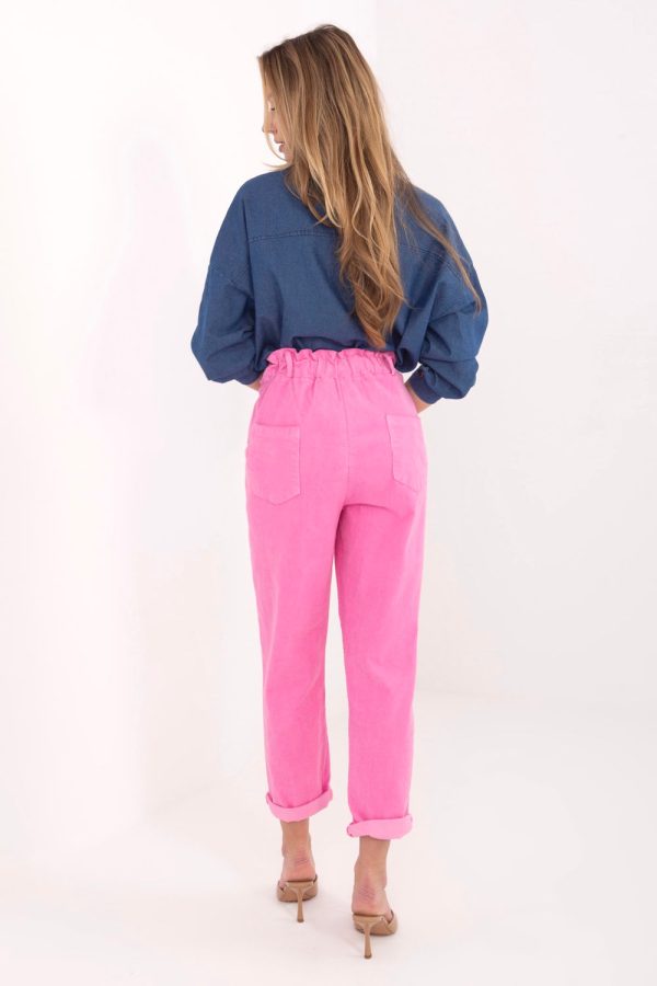 Pink Corduroy Trousers in Pants, Trousers, Shorts with Cotton and Spandex