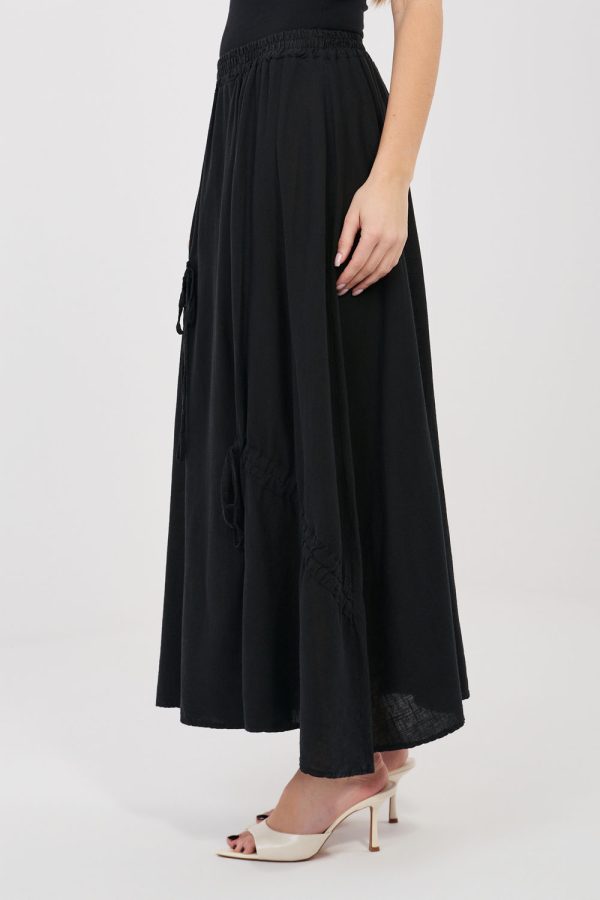 Black Long Skirt in Skirts with Cotton, Len and Lyocel
