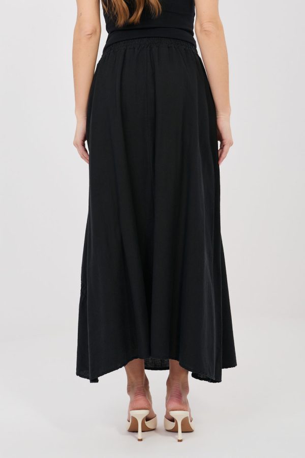 Black Long Skirt in Skirts with Cotton, Len and Lyocel