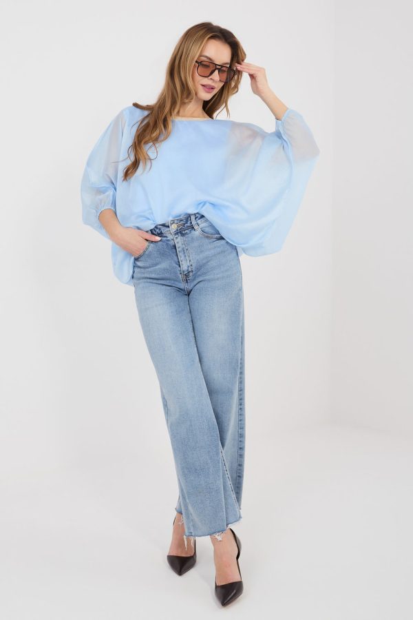 Blue Blouse in Women`s Blouses, Tunics with Lyocel and Polyester