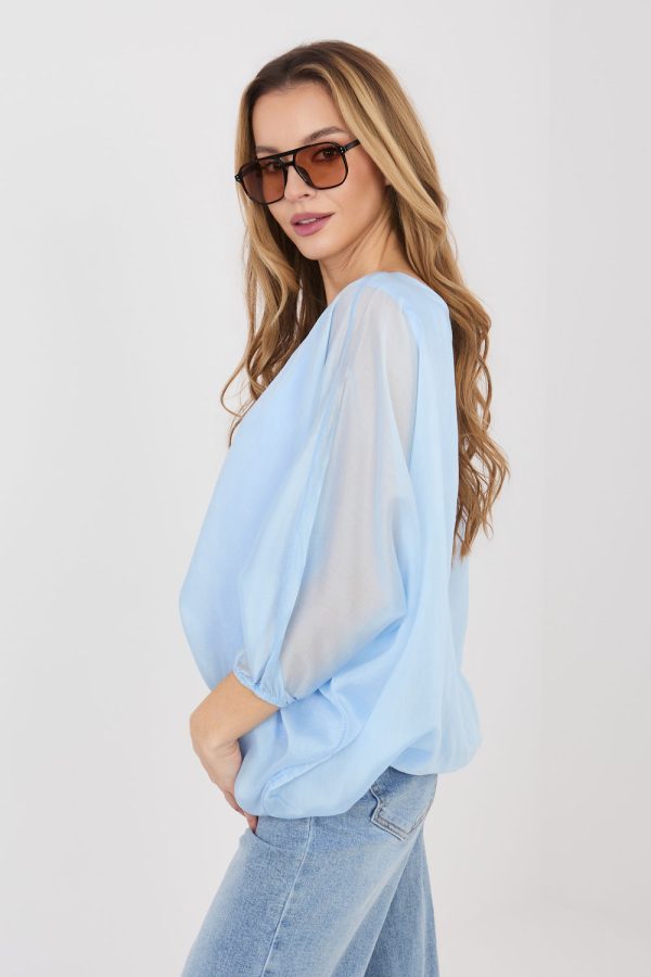 Blue Blouse in Women`s Blouses, Tunics with Lyocel and Polyester