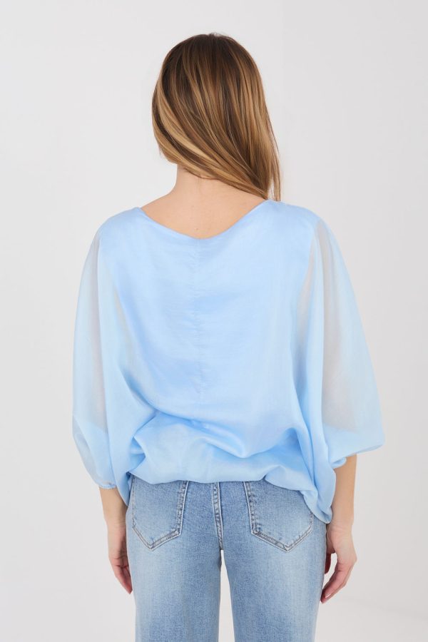 Blue Blouse in Women`s Blouses, Tunics with Lyocel and Polyester