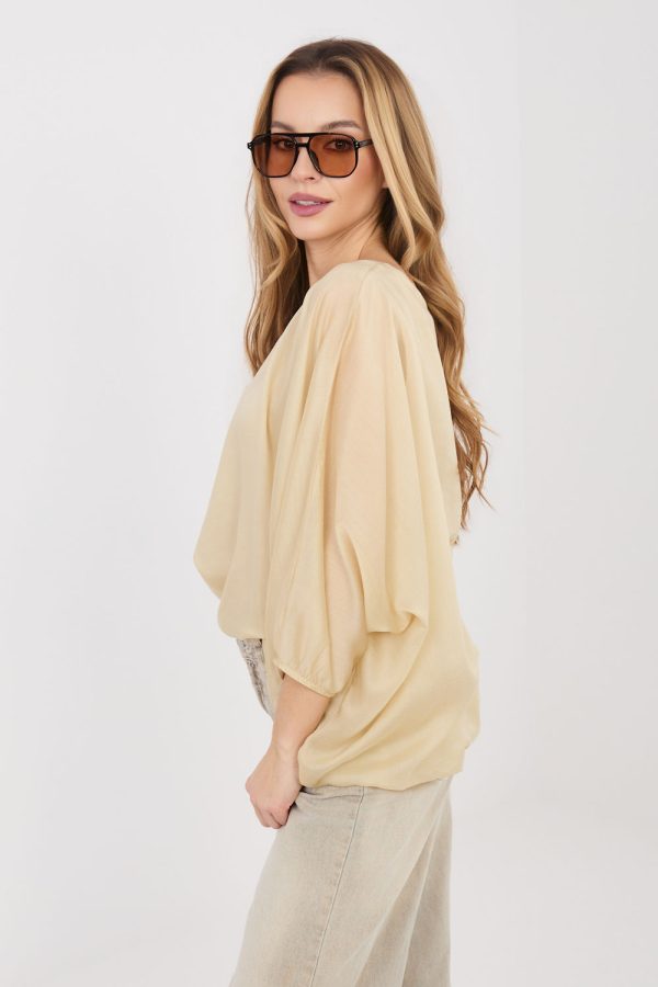 Beige Blouse in Women`s Blouses, Tunics with Lyocel and Polyester
