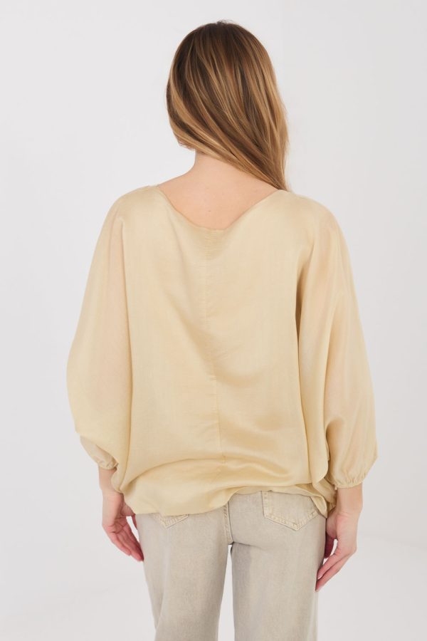 Beige Blouse in Women`s Blouses, Tunics with Lyocel and Polyester