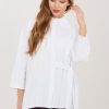 1117697 White Long Sleeve Shirt in Shirts For Women with Cotton and Spandex