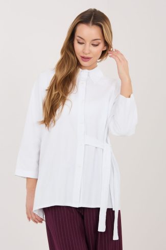 White Long Sleeve Shirt in Shirts For Women with Cotton and Spandex