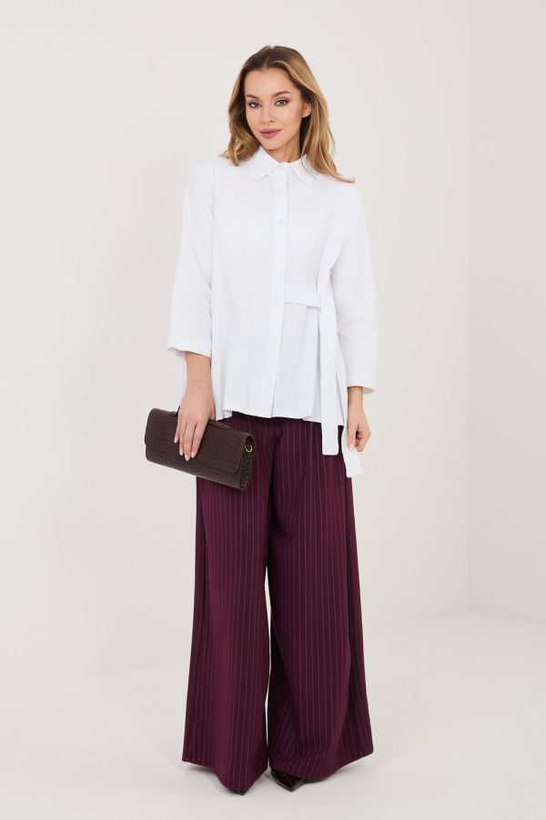 White Long Sleeve Shirt in Shirts For Women with Cotton and Spandex