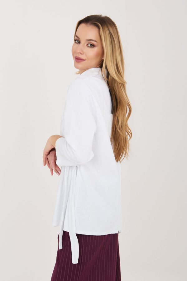 White Long Sleeve Shirt in Shirts For Women with Cotton and Spandex
