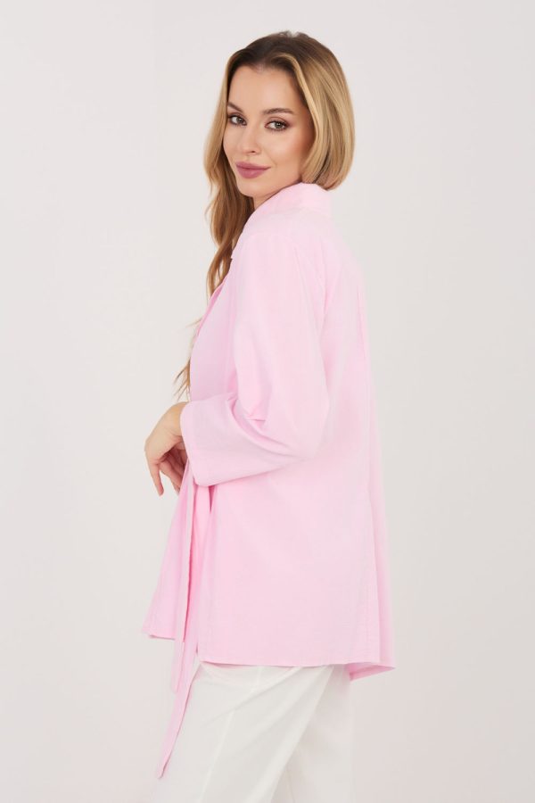 Pink Long Sleeve Shirt in Shirts For Women with Cotton and Spandex