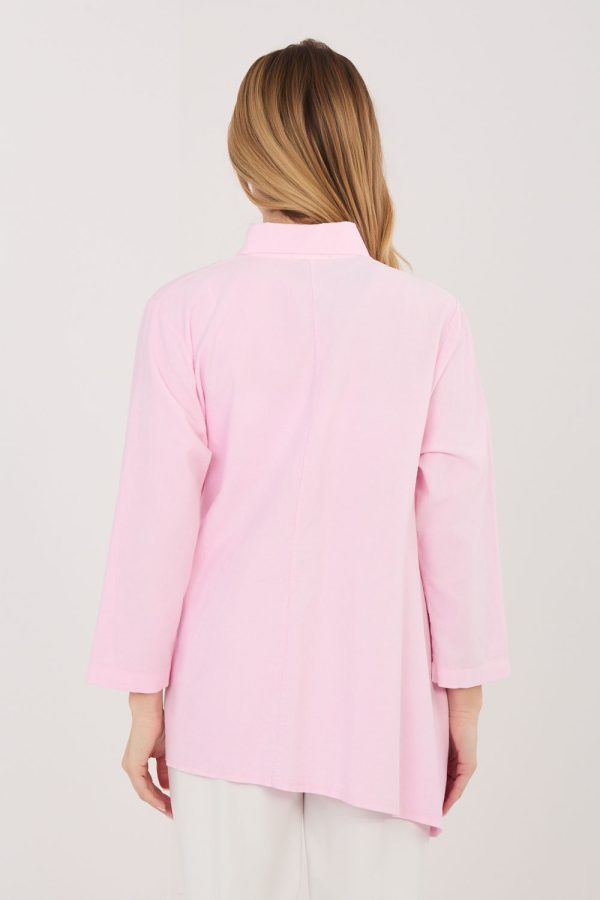 Pink Long Sleeve Shirt in Shirts For Women with Cotton and Spandex
