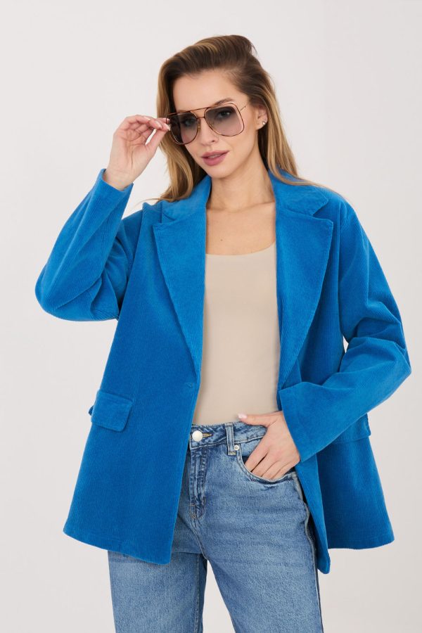 Blue Jacket in Jackets, Vests For Women with Cotton and Spandex