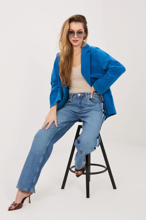 Blue Jacket in Jackets, Vests For Women with Cotton and Spandex
