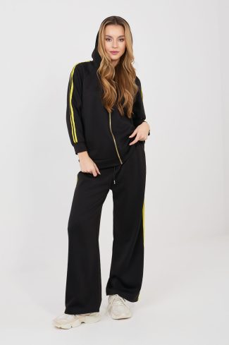Black Set in Pants, Trousers, Shorts with Spandex, Polyester and Viscose