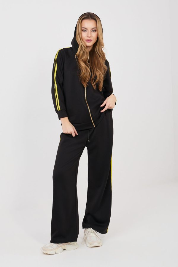 Black Set in Pants, Trousers, Shorts with Spandex, Polyester and Viscose
