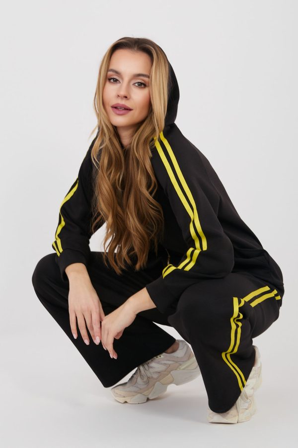 Black Set in Pants, Trousers, Shorts with Spandex, Polyester and Viscose