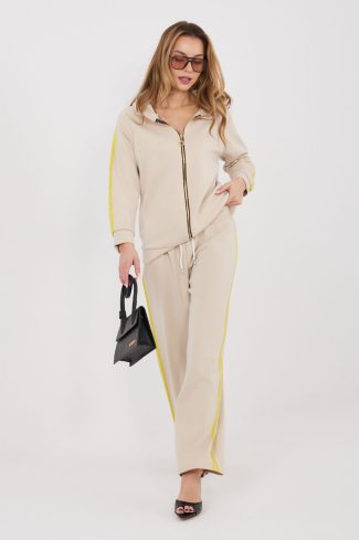 Beige Set in Pants, Trousers, Shorts with Spandex, Polyester and Viscose