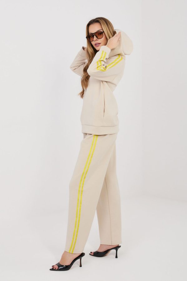 Beige Set in Pants, Trousers, Shorts with Spandex, Polyester and Viscose