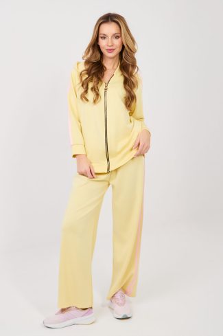 Yellow Set in Pants, Trousers, Shorts with Spandex, Polyester and Viscose