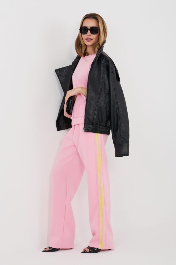 Pink Set in Pants, Trousers, Shorts with Spandex, Polyester and Viscose