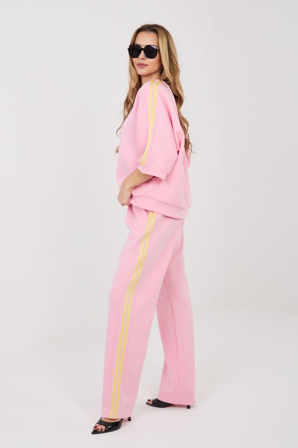 Pink Set in Pants, Trousers, Shorts with Spandex, Polyester and Viscose