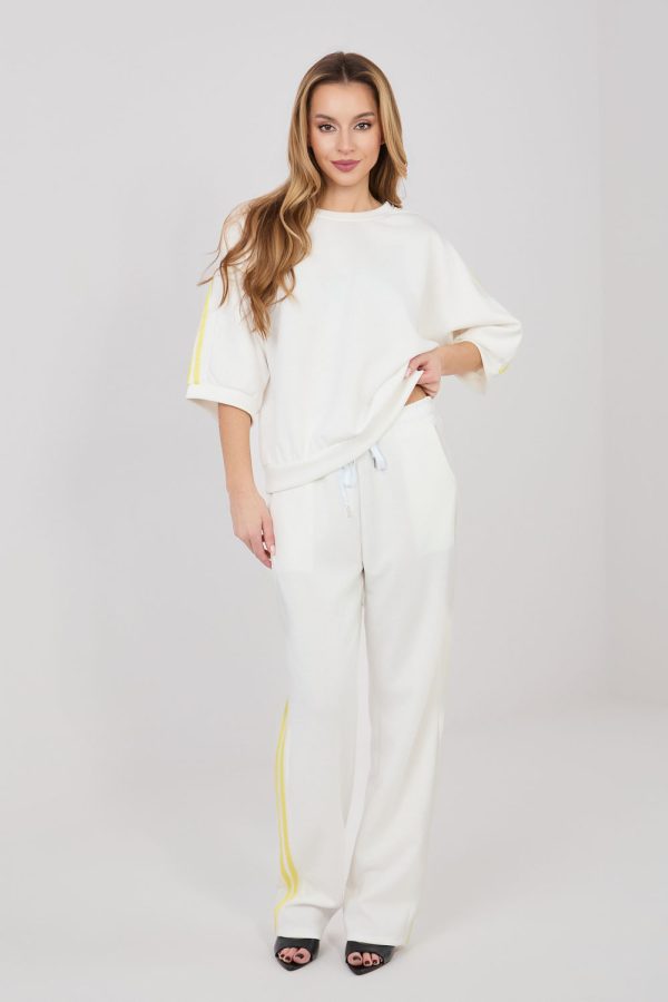 Beige Set in Pants, Trousers, Shorts with Spandex, Polyester and Viscose